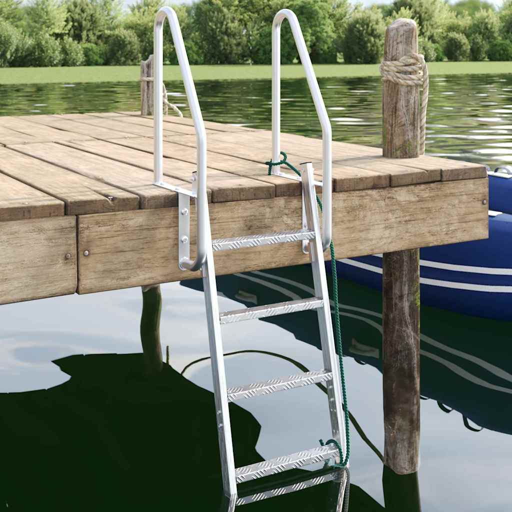 vidaXL 3-Step Dock Ladder Silber 58 x 77 x 144 cm Aluminium