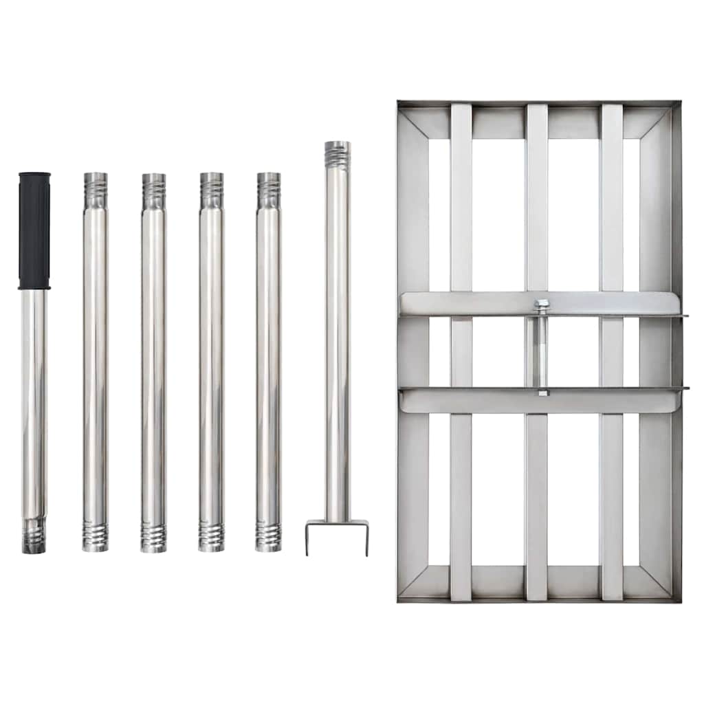 vidaXL Gartenrechen Silber 45 x 25 x 200 cm Edelstahl