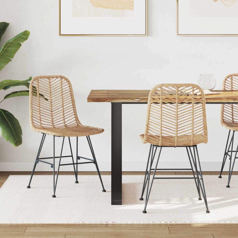vidaXL Esszimmerstuhl 2 pcs Natur 44 x 47 x 85 cm Rattan und Eisen