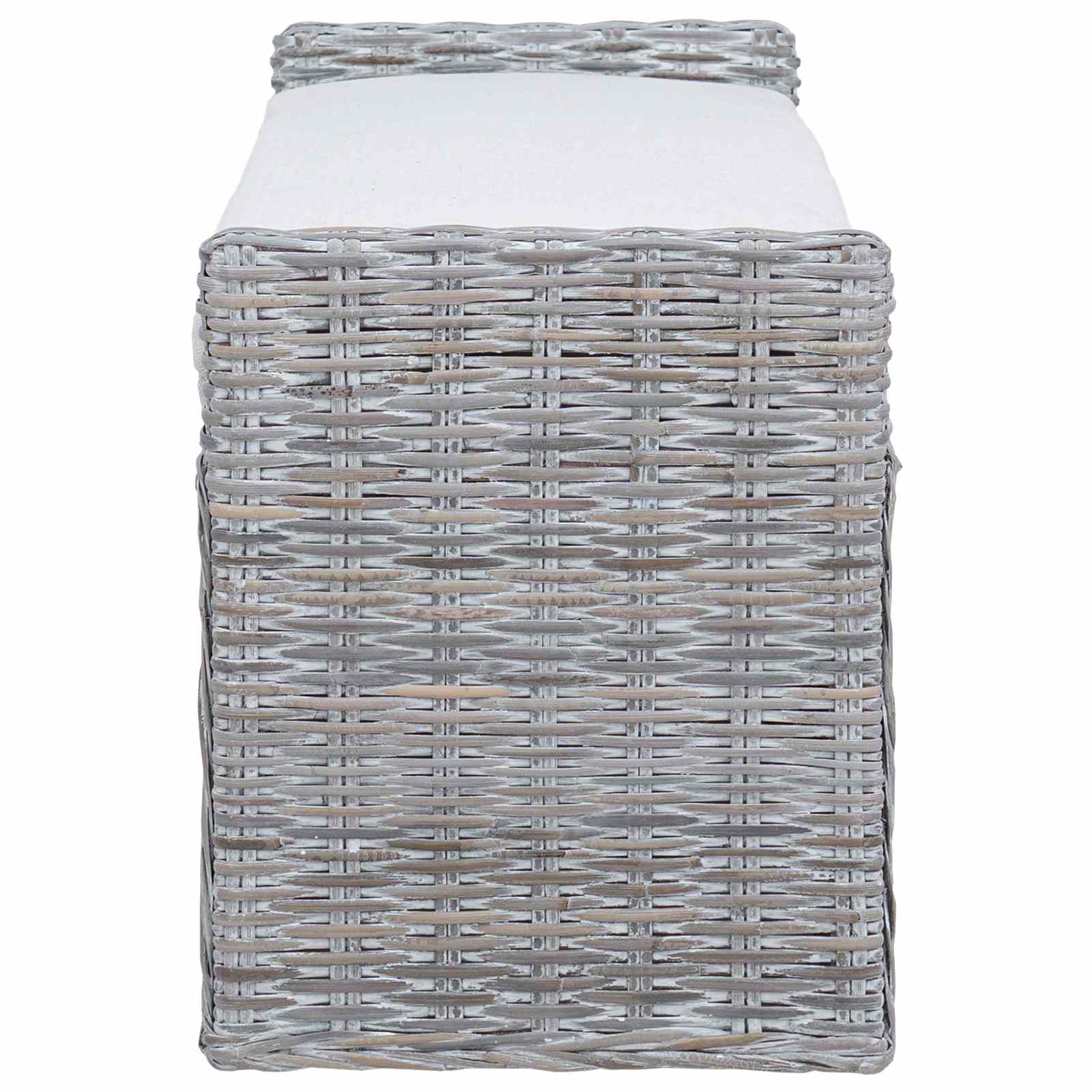 vidaXL Sitzbank mit Stauraum Weiß gewaschen 110 x 40 x 50 cm Rattan