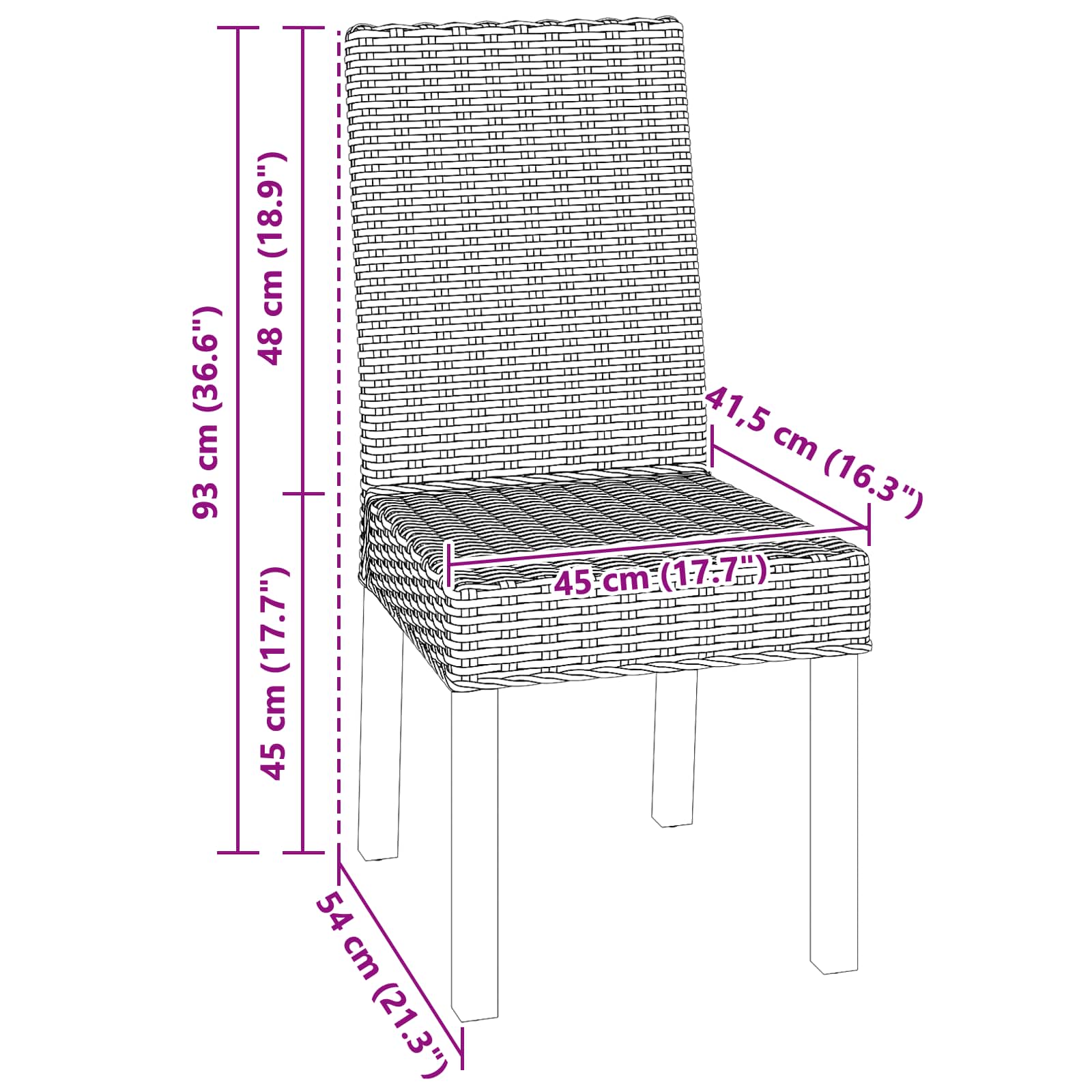 vidaXL Esszimmerstuhl 2 pcs Weiß gewaschen 45 x 54 x 93 cm