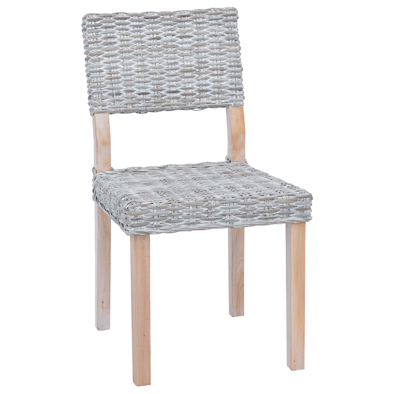vidaXL Esszimmerstuhl 2 pcs Weiß gewaschen 46 x 55 x 84 cm Kubu Rattan