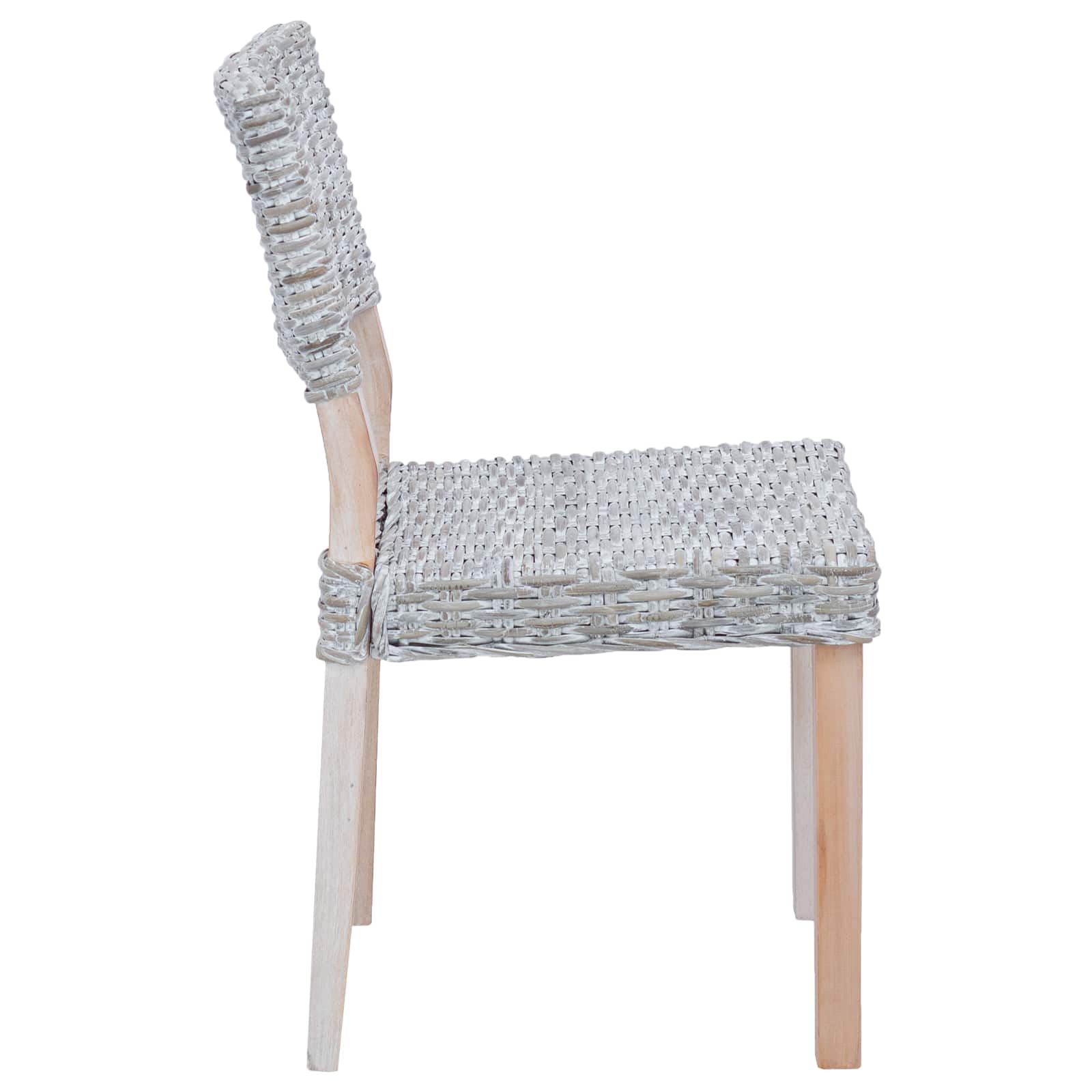 vidaXL Esszimmerstuhl 2 pcs Weiß gewaschen 46 x 55 x 84 cm Kubu Rattan