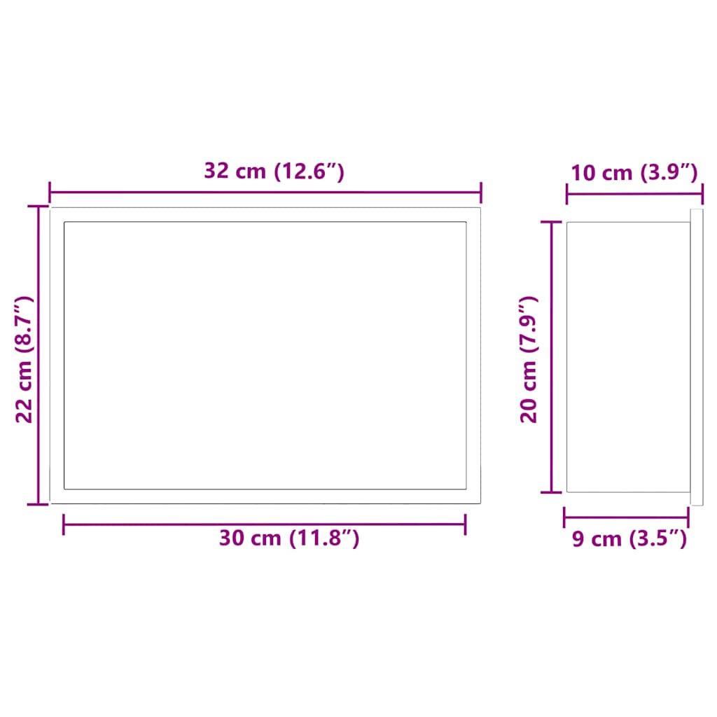 vidaXL Duschnische Schwarz 30 x 20 x 9,5 cm Edelstahl