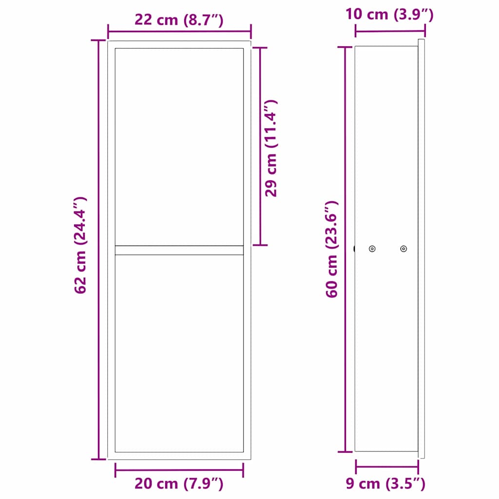 vidaXL Duschnische Schwarz 60 x 20 x 9,5 cm Edelstahl