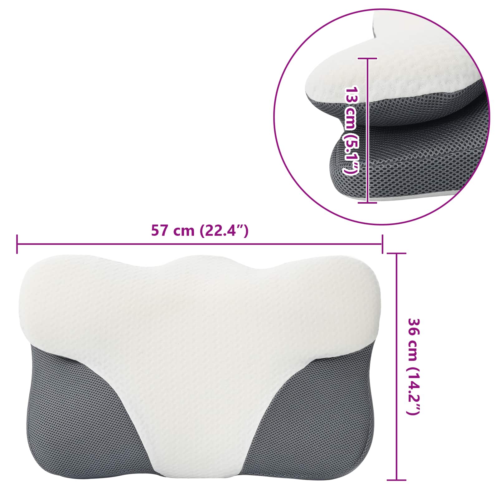 vidaXL Kopfkissen mit Kissen Weiß 59 x 38 x 14 cm Polyester