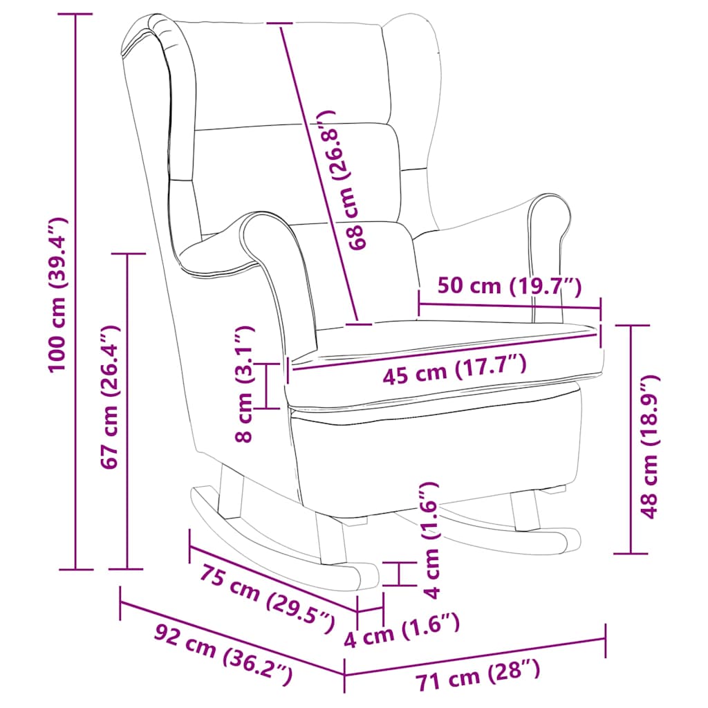 vidaXL Schaukelstuhl mit Kissen Hellgrau 92 x 71 x 100 cm Sperrholz