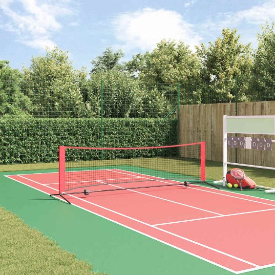 vidaXL Tennisnetz Schwarz und Rot 301 x 90.5 x 87 cm Polyester