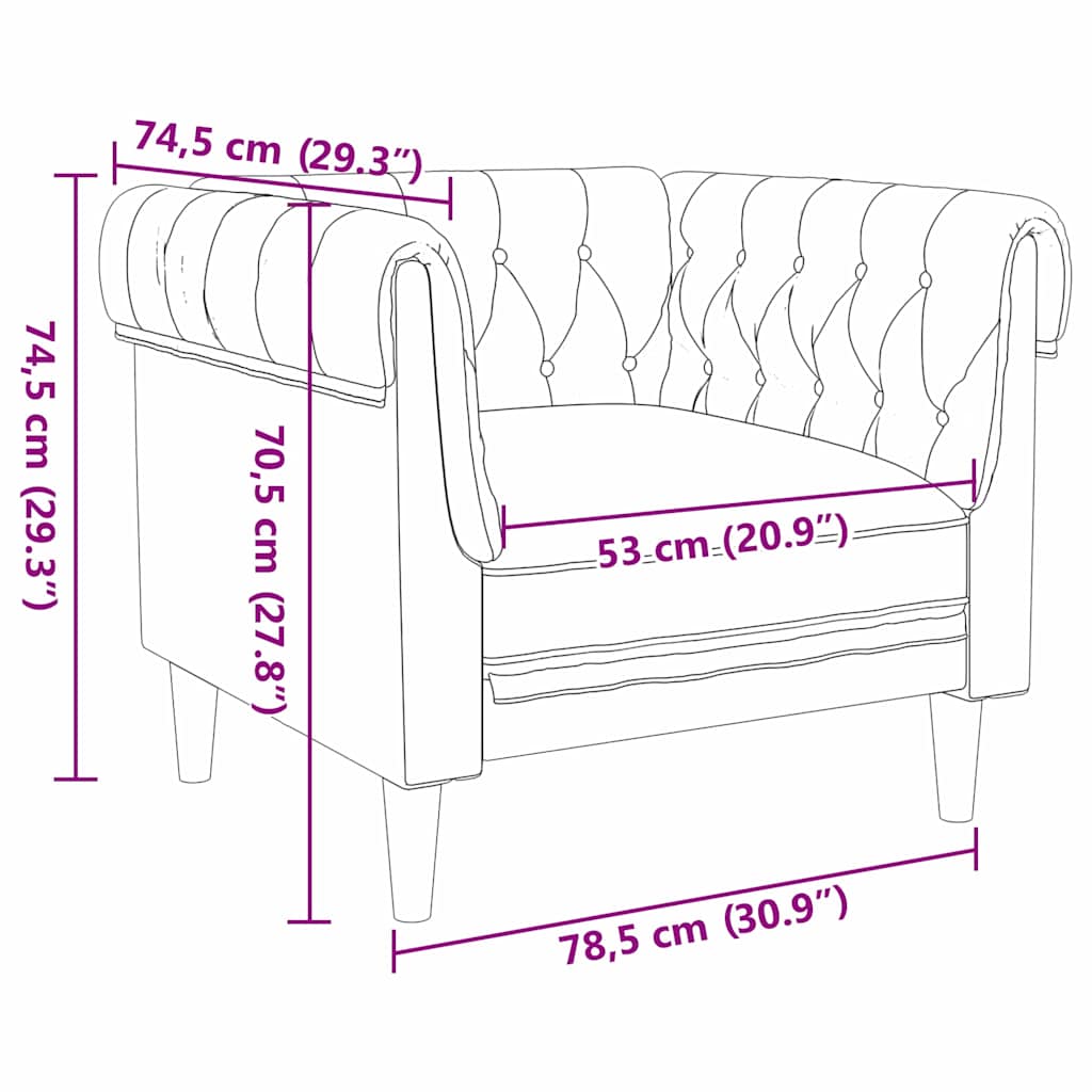 vidaXL Sofa Hellgrau 78,5 x 74,5 x 74,5 cm Polyester