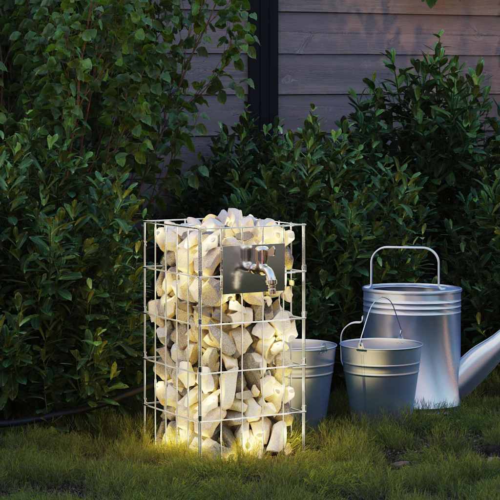 vidaXL Gabionen Wasserhahn Silber 26 x 25 x 50 cm Edelstahl