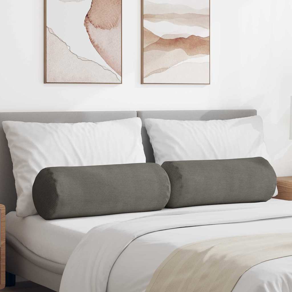 vidaXL Bolsterkissen 2 pcs Hellgrau Ø 15 x 40 cm Cordstoff