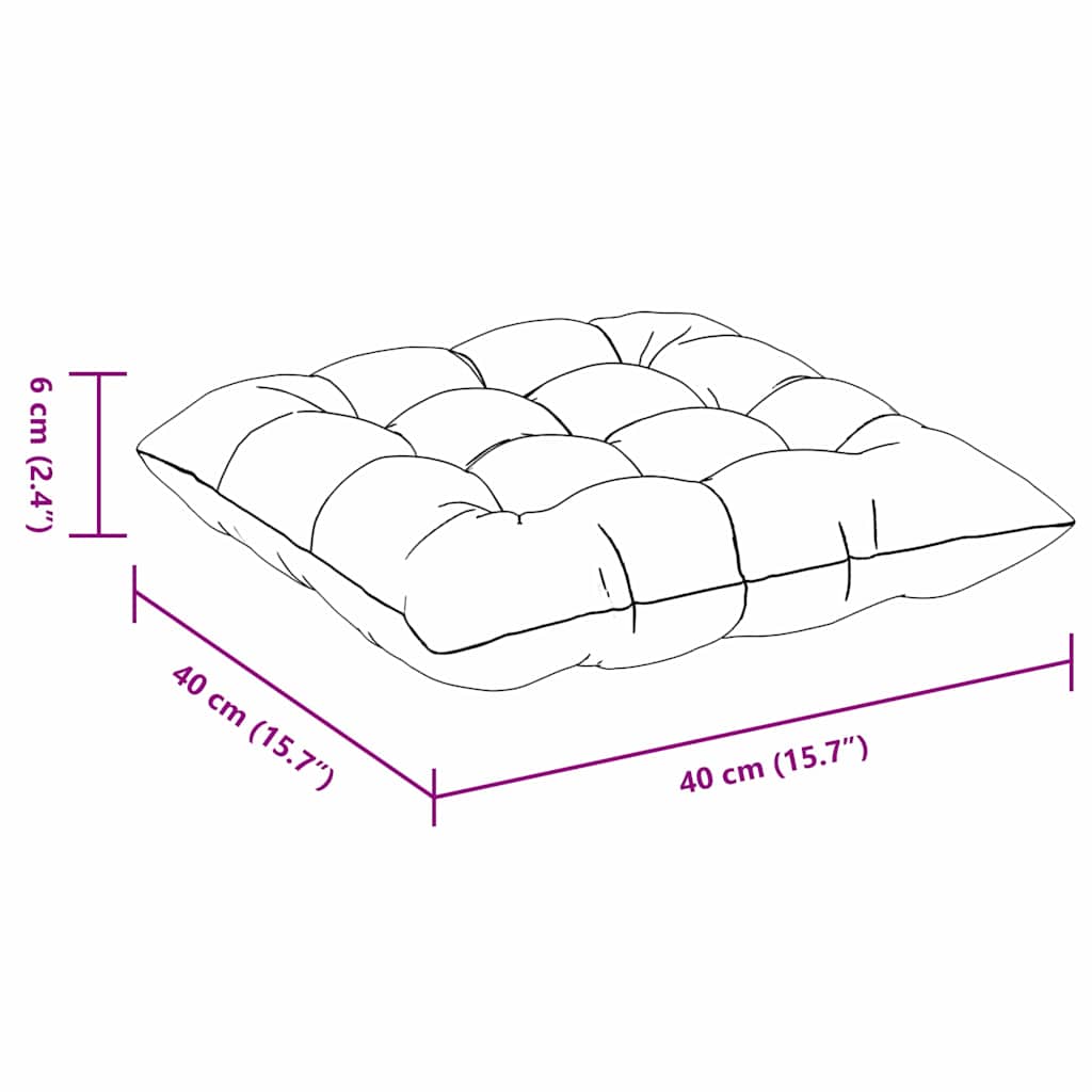 vidaXL Sitzkissen 2 pcs Hellgrau 40 x 40 x 6 cm Stoff