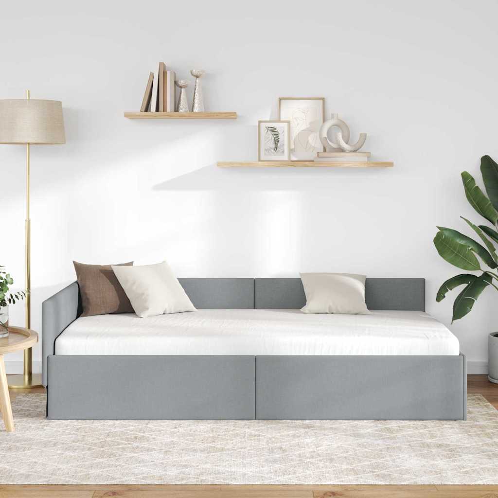 vidaXL Eckbettgestell mit Kopfteil Hellgrau 80 cm x 200 cm Samt