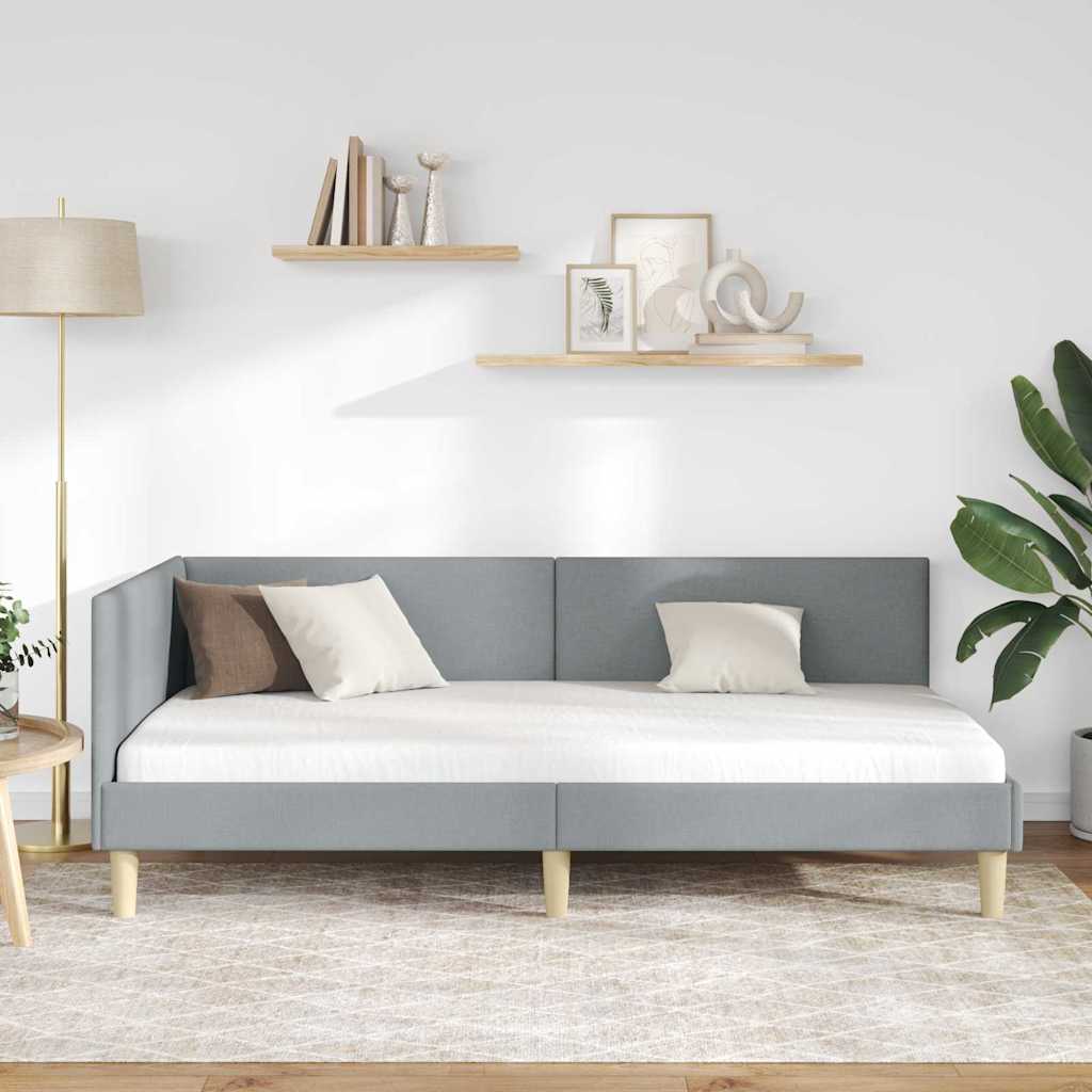 vidaXL Eckbettgestell Hellgrau 80 cm x 200 cm Fabric and Plywood