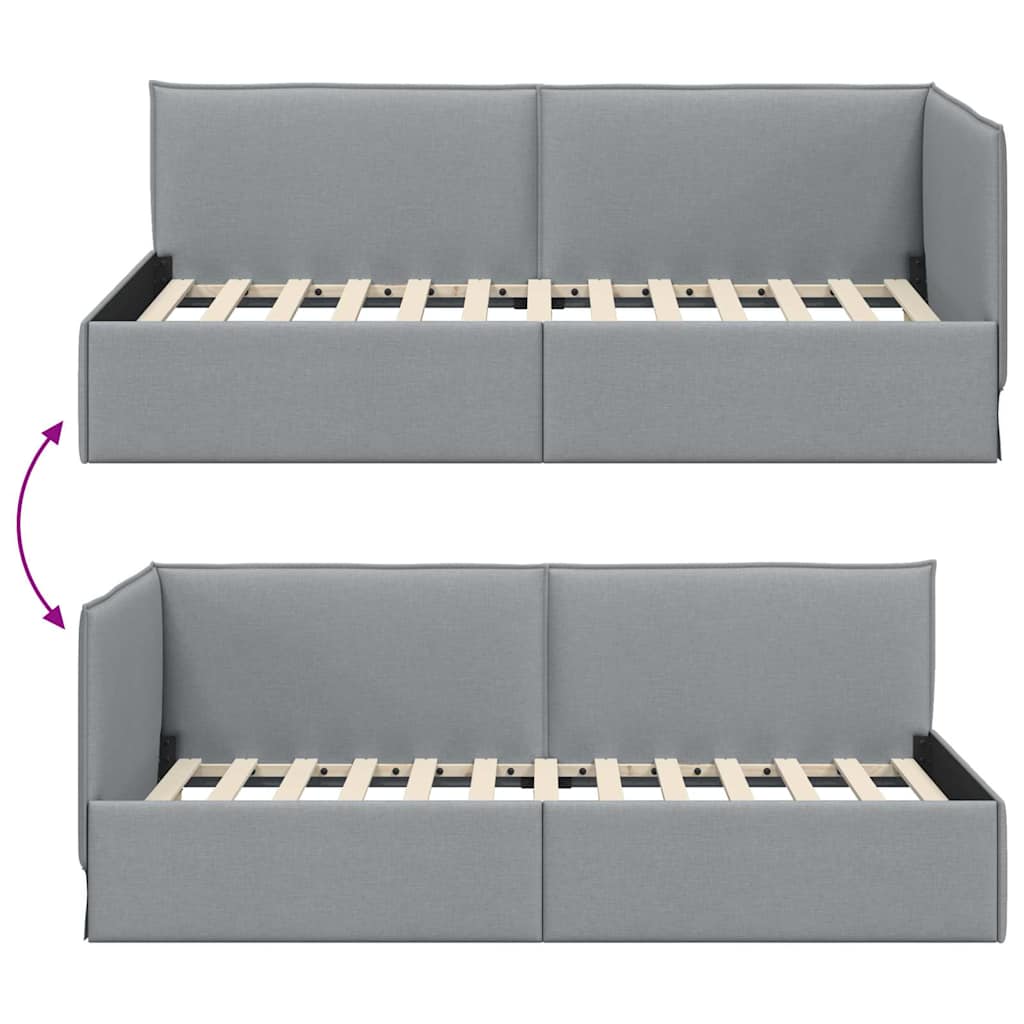 vidaXL Eckbettgestell mit Kopfteil Hellgrau 80 x 200 cm Samt