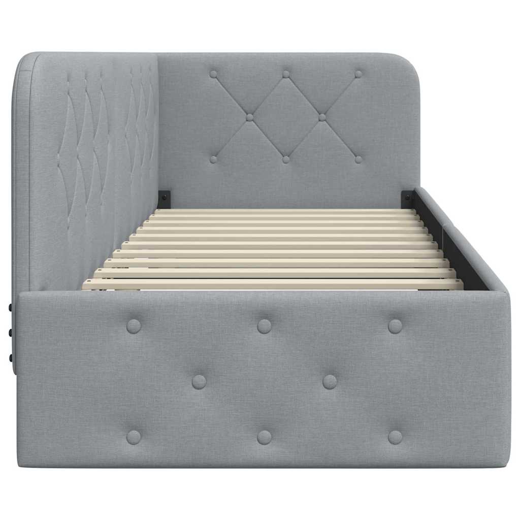 vidaXL Eckbettgestell mit Kopfteil Hellgrau 80 x 200 cm Stoff