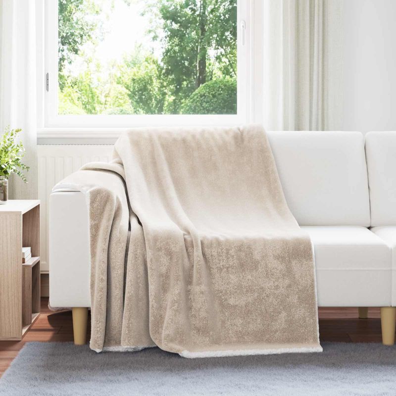 vidaXL Überwurfdecke Beige 130 x 150 cm Fleece