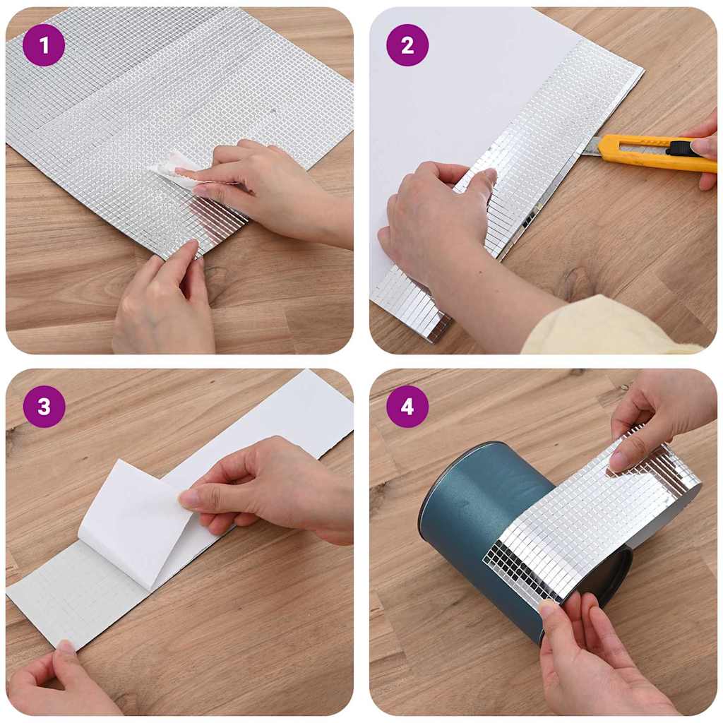 vidaXL Spiegel-Mosaikfliese Geometrisch 3 pcs Silber 30 x 30 cm Glas