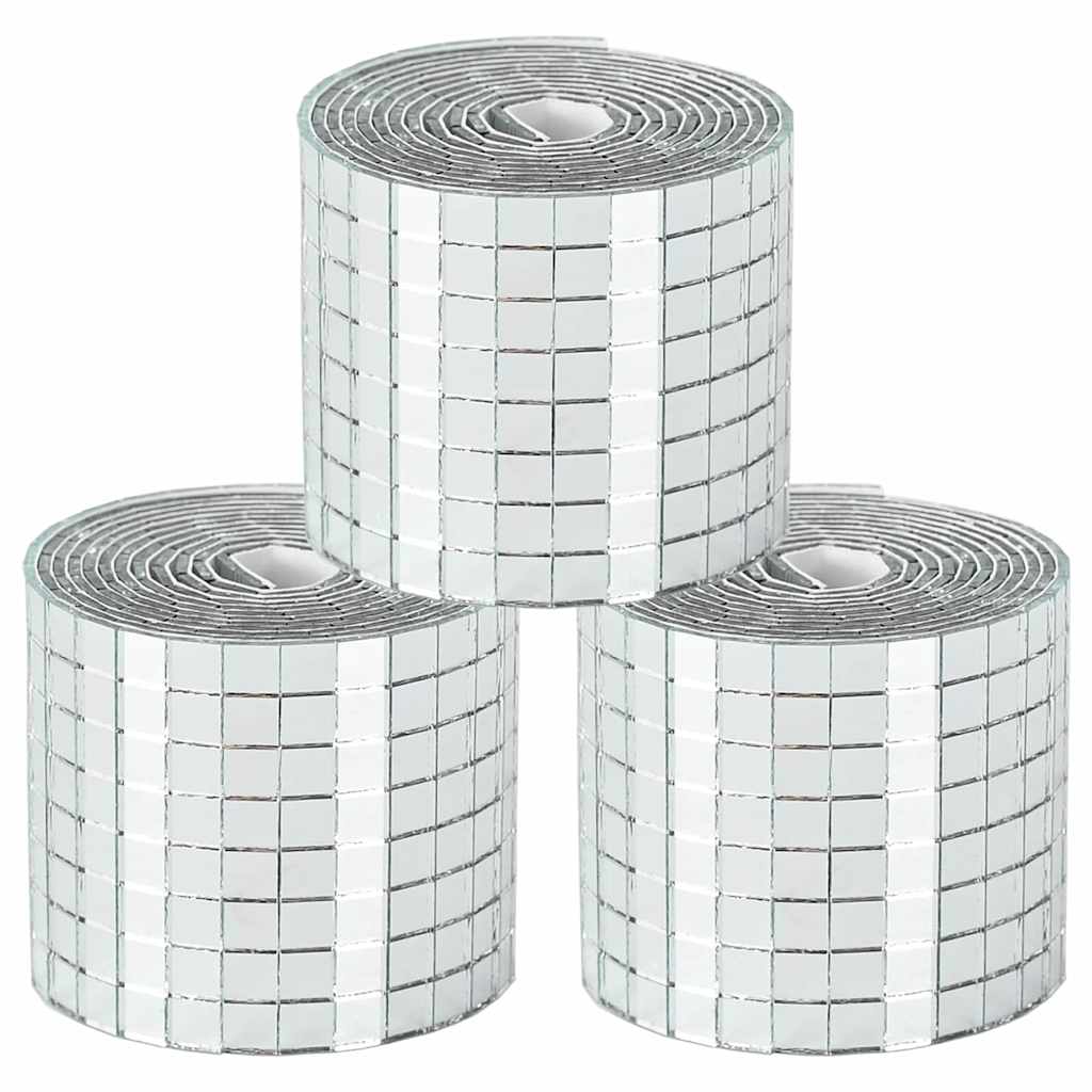 vidaXL Spiegel-Mosaikfliese Geometrisch 3 pcs Silber 100 x 4 cm Glas