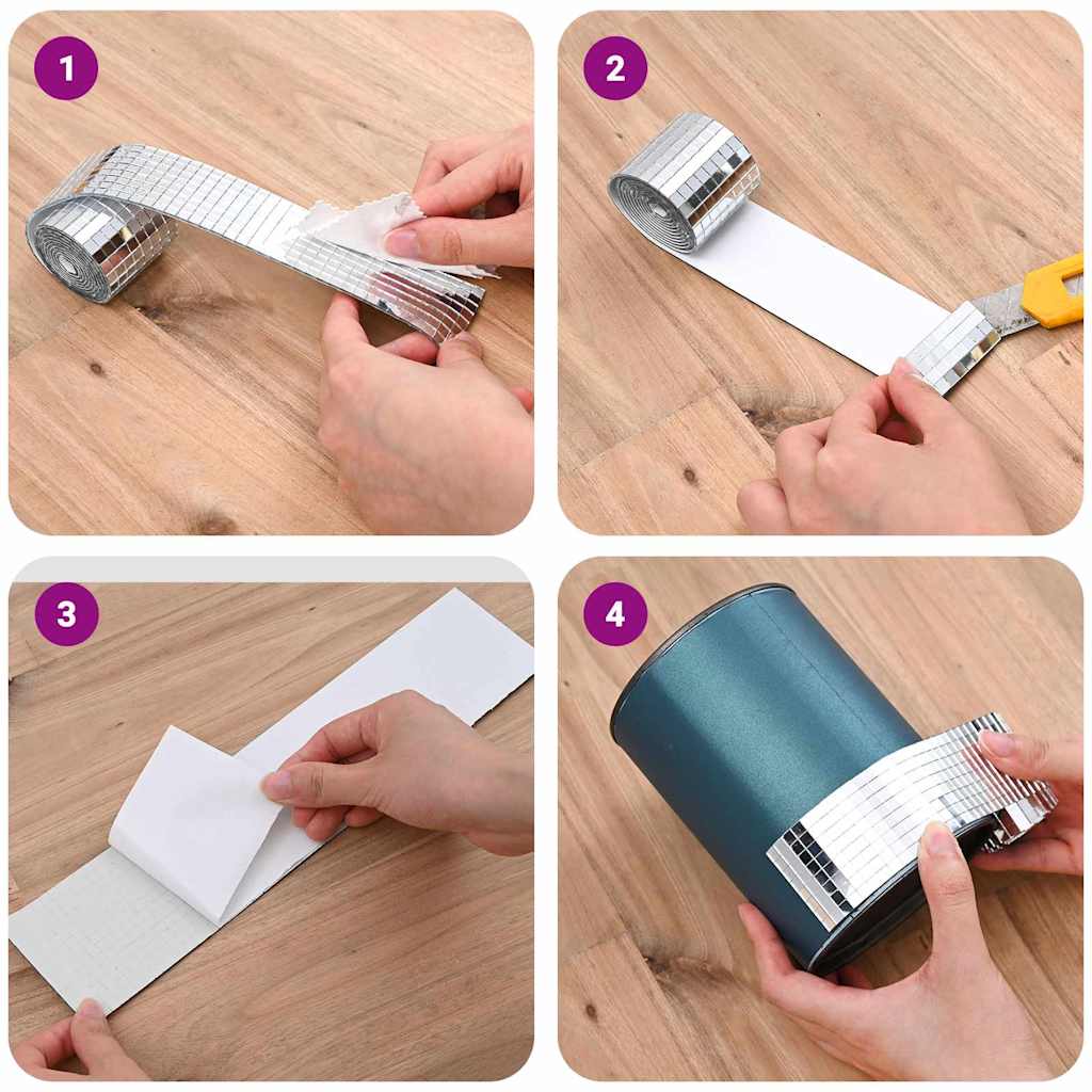 vidaXL Spiegel-Mosaikfliese Geometrisch 3 pcs Silber 100 x 4 cm Glas