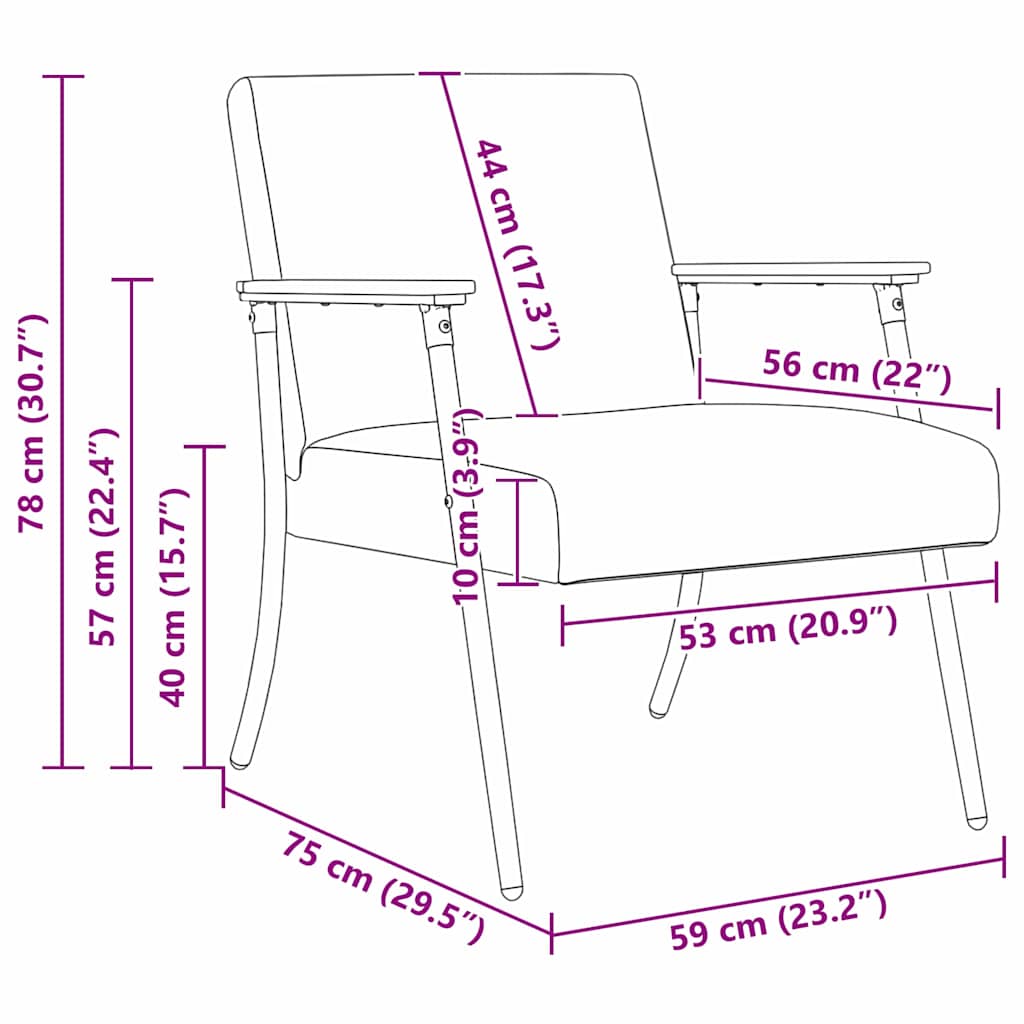 vidaXL Sessel Hellgrau 59 x 75 x 78 cm Stoff