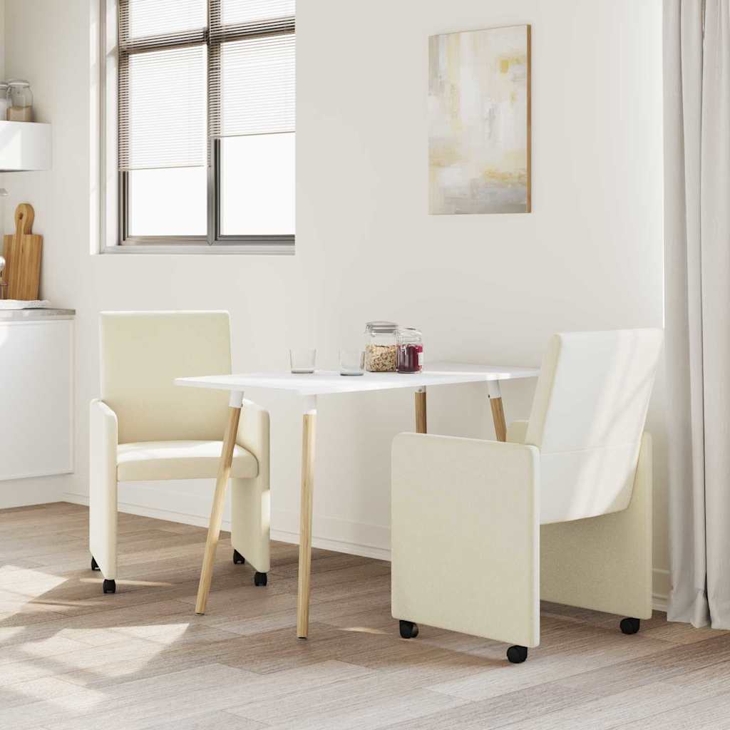 vidaXL Esszimmerstühle mit Rollen 2 pcs Creme 57 x 66 x 94 cm