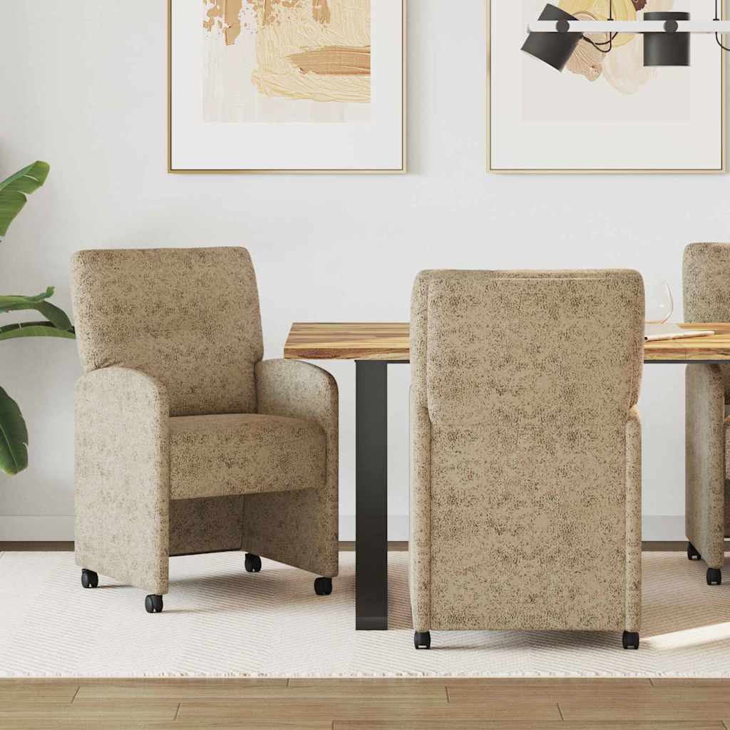 vidaXL Esszimmerstühle mit Rollen 2 pcs Braun 57 x 67 x 95 cm