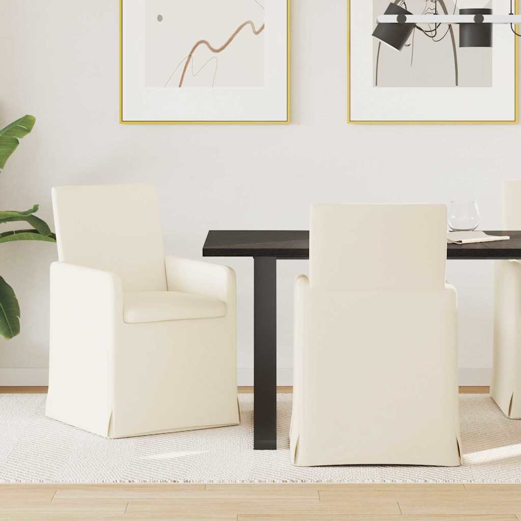 vidaXL Esszimmerstühle mit Rädern 2 pcs Beige 57 x 67 x 95 cm Leinen