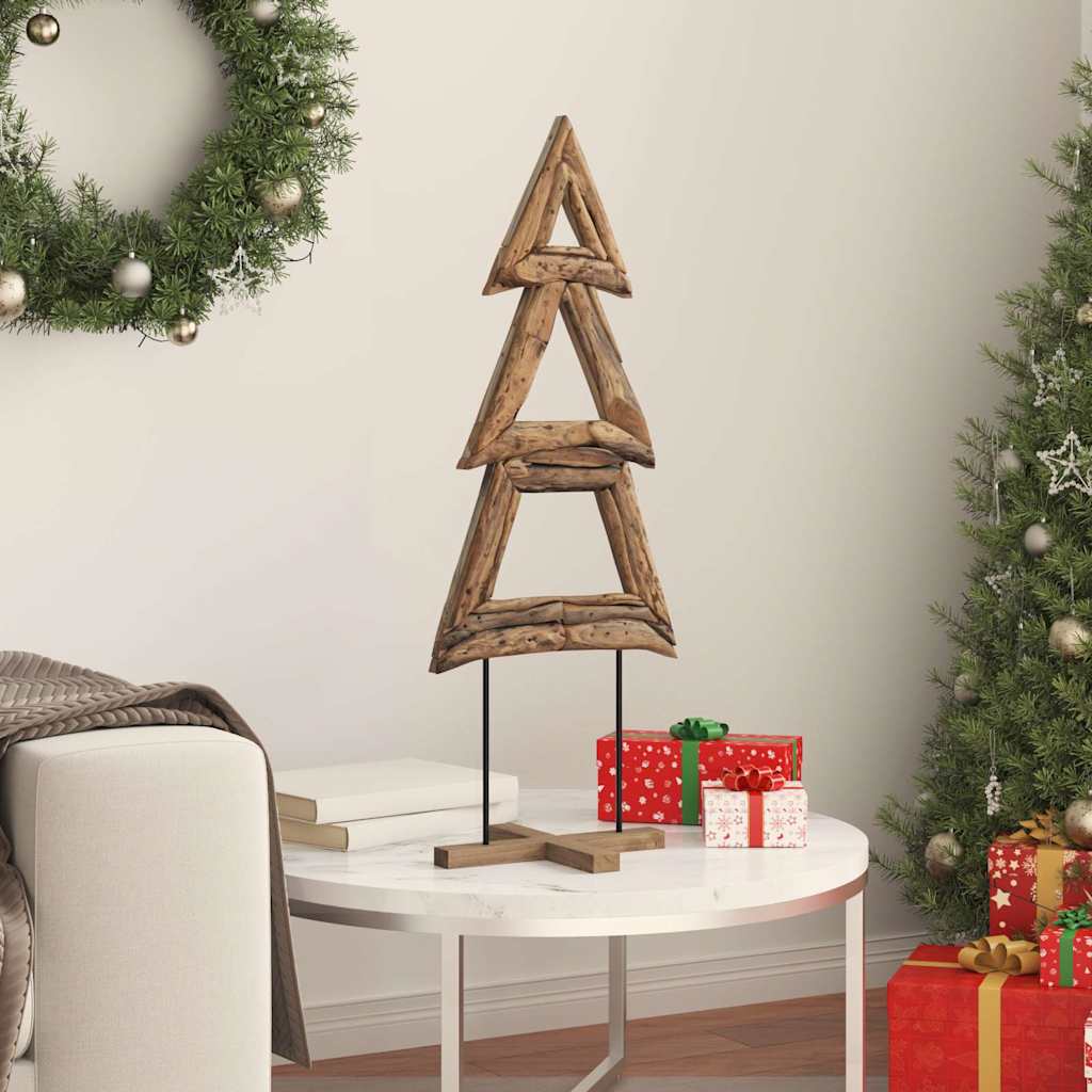 vidaXL Weihnachtsbaum mit Ständer Braun 90 cm Massivholz Teak