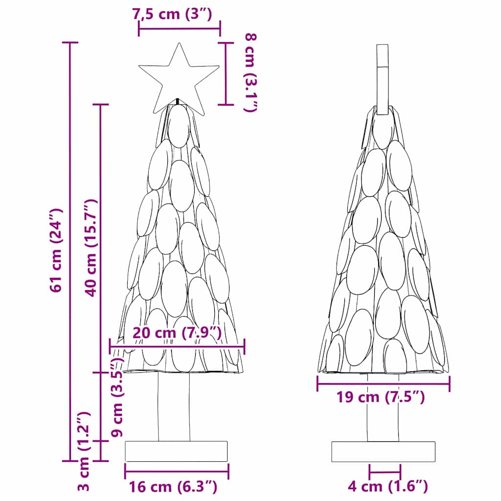 vidaXL Weihnachtsbaum mit Ständer Braun 60 cm Massivholz Teak