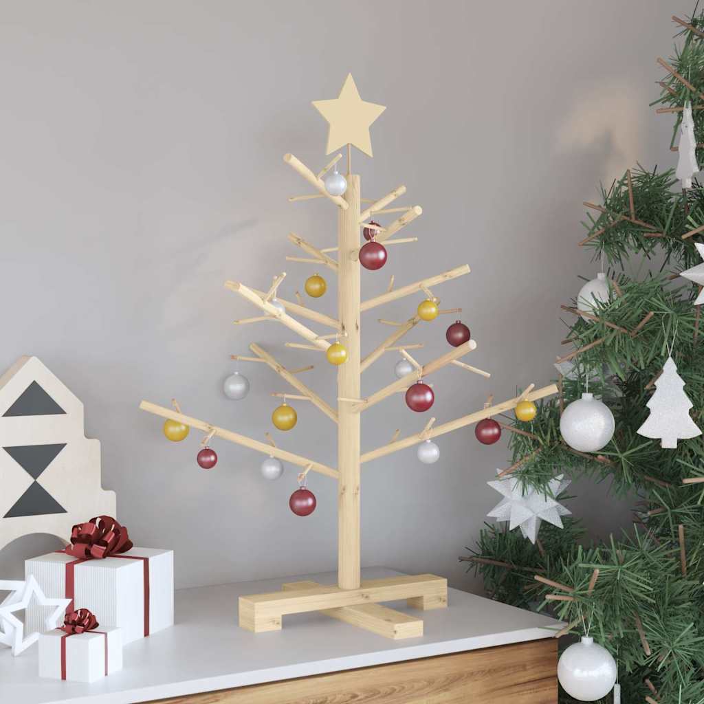 vidaXL Holz Weihnachtsbaum mit Ständer Natur 75 cm Massivholz Kiefer
