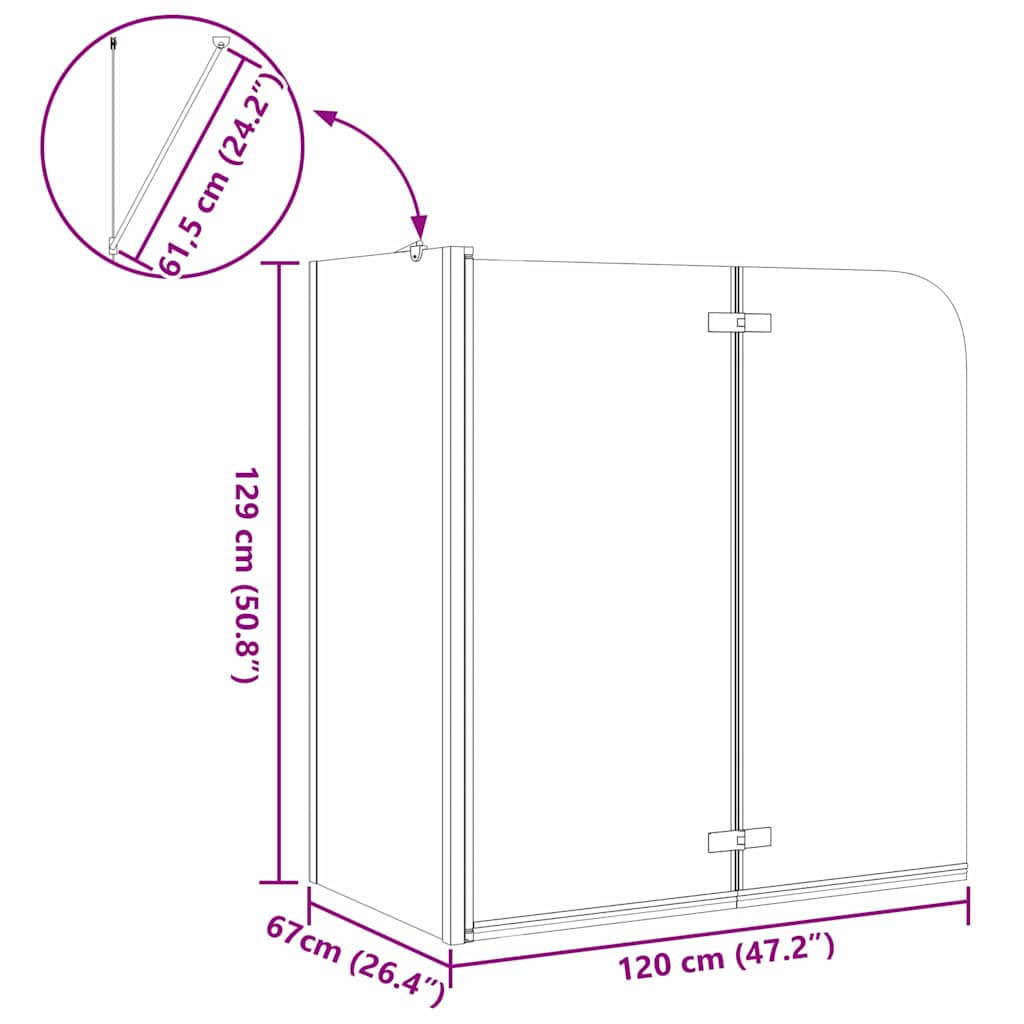 vidaXL Bad-Duschschirm Gold 120 x 68 x 130 cm