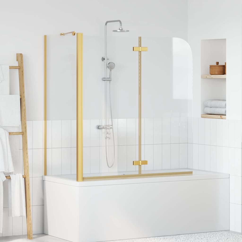 vidaXL Bad-Duschschirm Gold 120 x 68 x 130 cm
