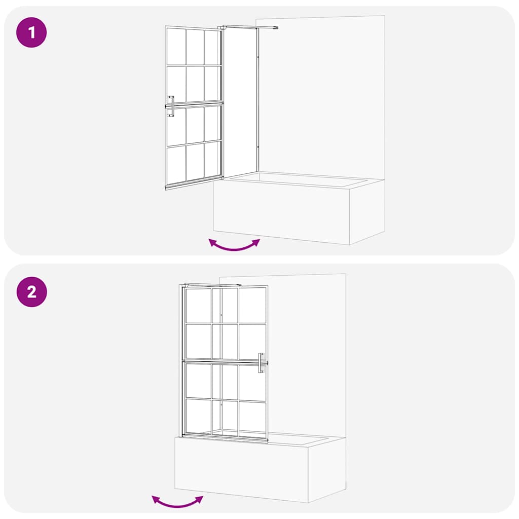 vidaXL Bad-Duschschirm Schwarz und Transparent 116 x 68 x 128 cm