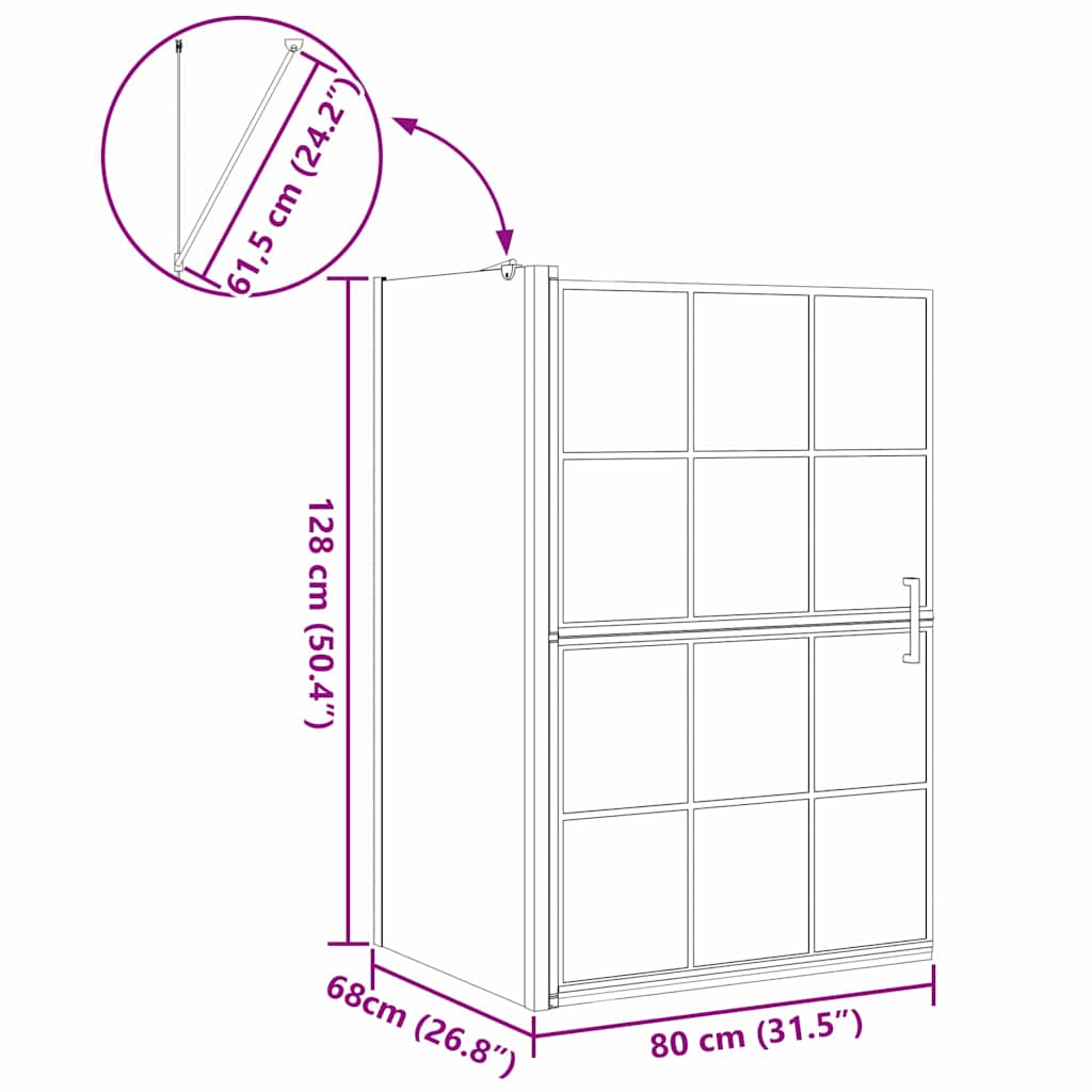 vidaXL Bad-Duschschirm Schwarz und Transparent 116 x 68 x 128 cm