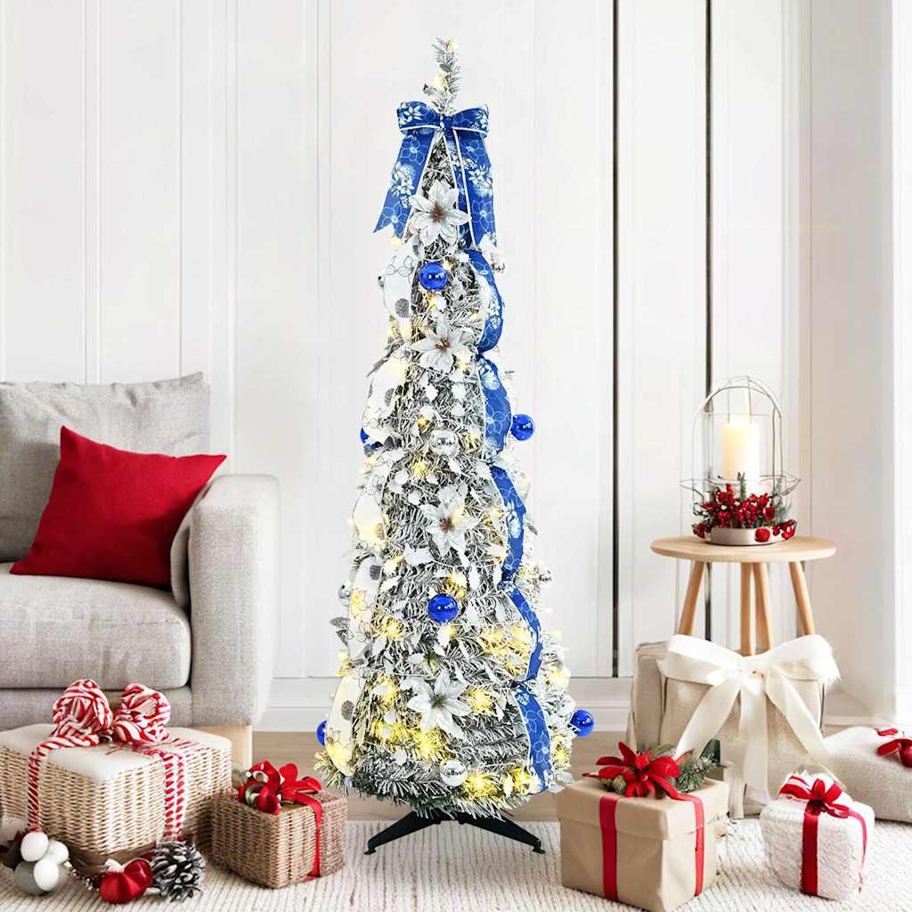 vidaXL Künstlicher Weihnachtsbaum mit 50 LEDs Weiß 120 cm PVC
