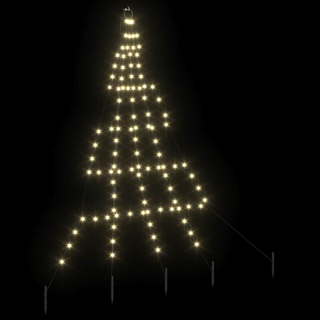 vidaXL LED Weihnachtsbaum mit Erdspießen Warmes Weiß 182 cm Metall