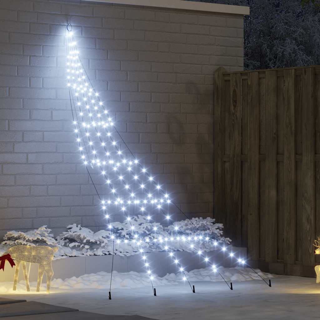 vidaXL LED Weihnachtsbaum mit Erdspießen Warmes Weiß 182 cm Metall