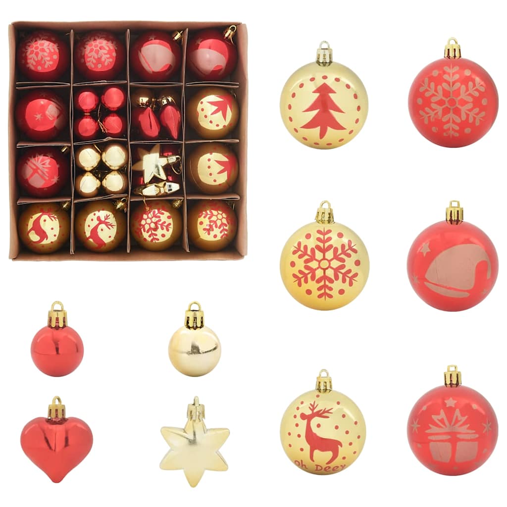 vidaXL Weihnachtskugel-Set 40 pcs Gold und Rot Kunststoff