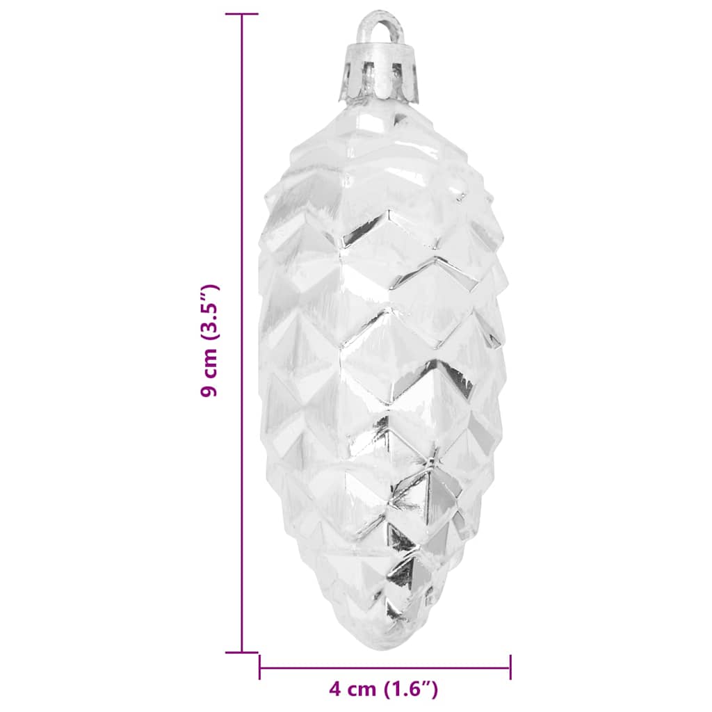vidaXL Christmas Pine Cone Ball 40 pcs Silber Kunststoff
