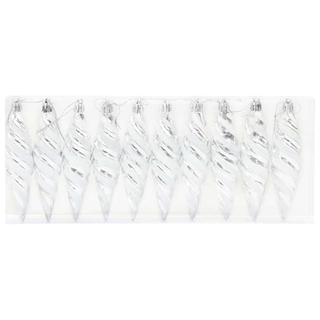 vidaXL Christmas Spiral Shape Ball 40 pcs Silber Kunststoff