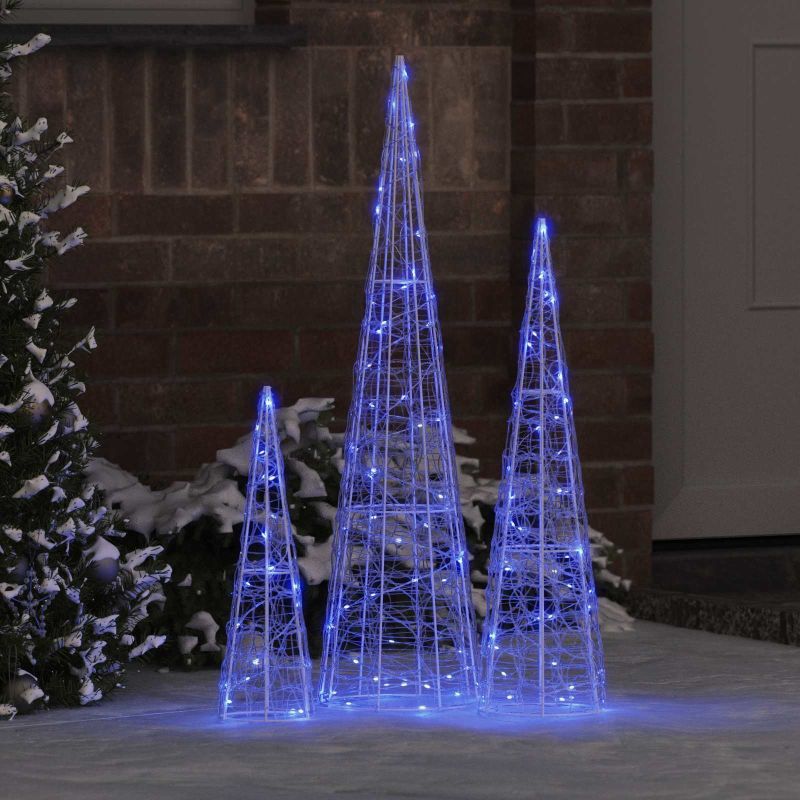 vidaXL Weihnachtsbaum mit 90 LEDs 3 pcs Warmweiß 20 x 20 x 80 cm Acryl