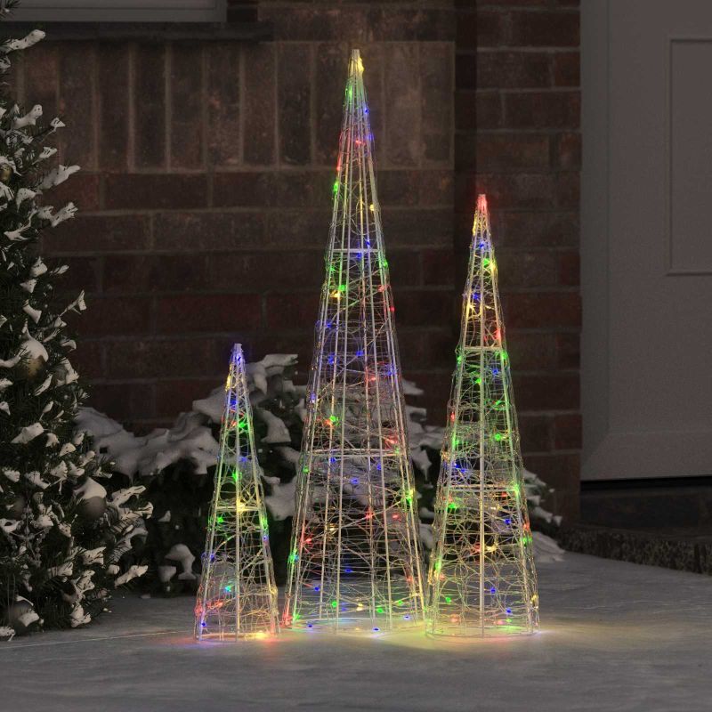 vidaXL Weihnachtsbaum mit 90 LEDs 3 pcs Warmweiß 20 x 20 x 80 cm Acryl