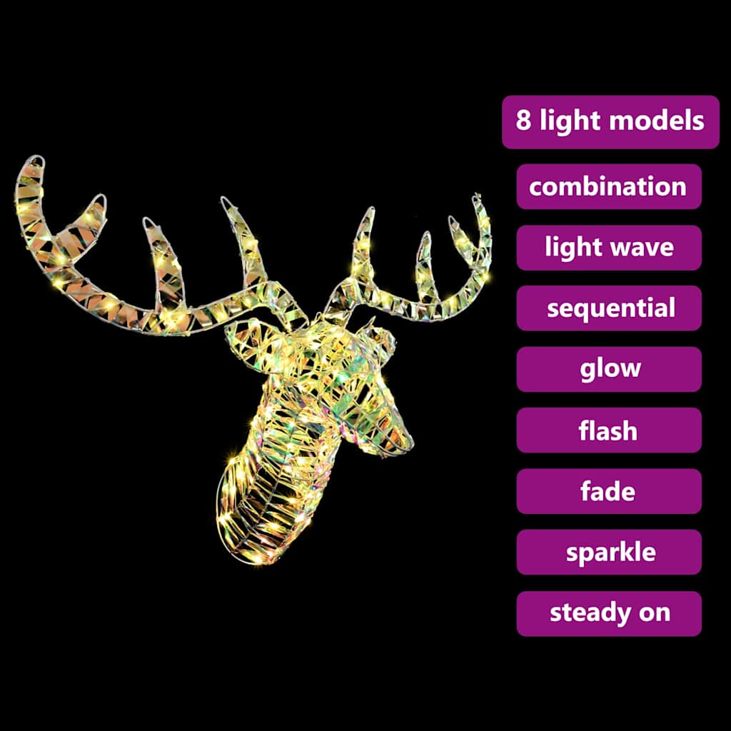 vidaXL Rentier Zieh Schlitten Warmweiß 68 x 36,5 x 62,5 cm PET