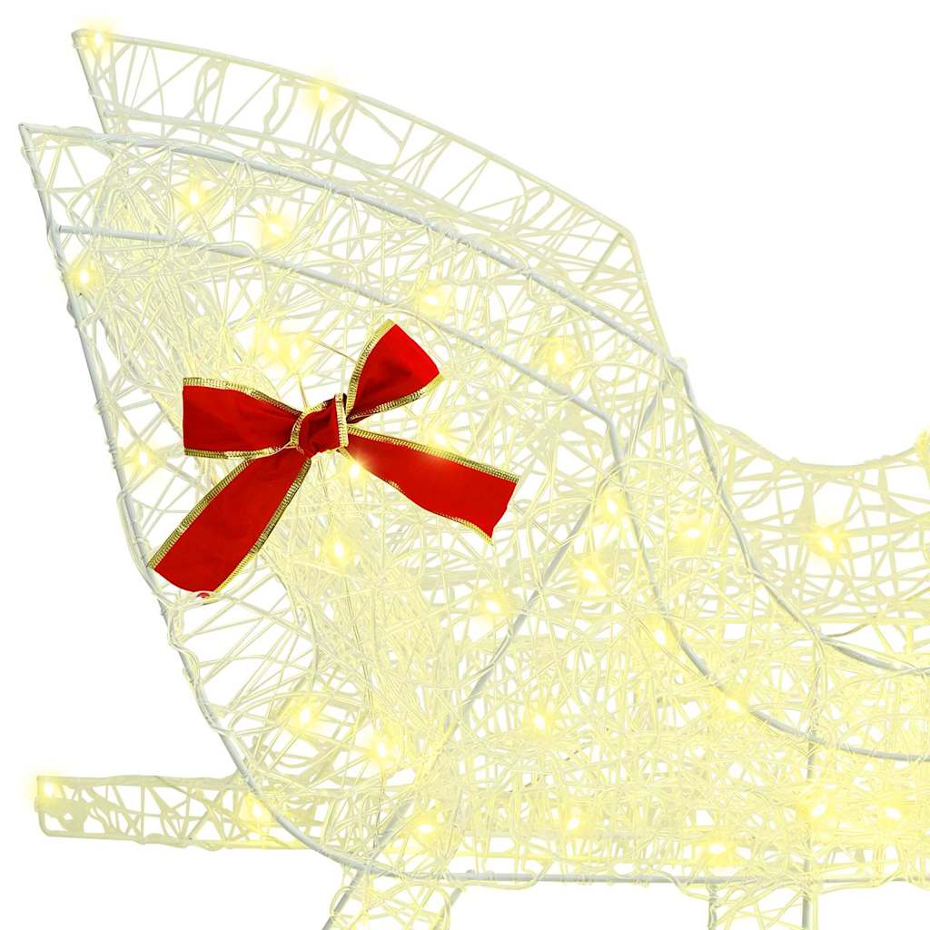 vidaXL Rentier Zieh Schlitten Warmweiß 70 x 26 x 130 cm Acryl