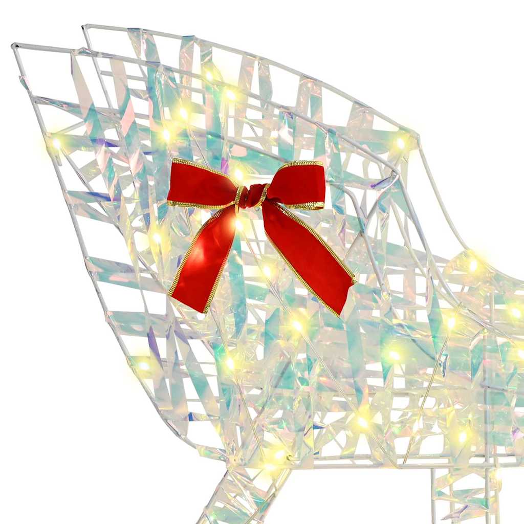 vidaXL Rentier Zieh Schlitten Warmweiß 70 x 26 x 129 cm PET