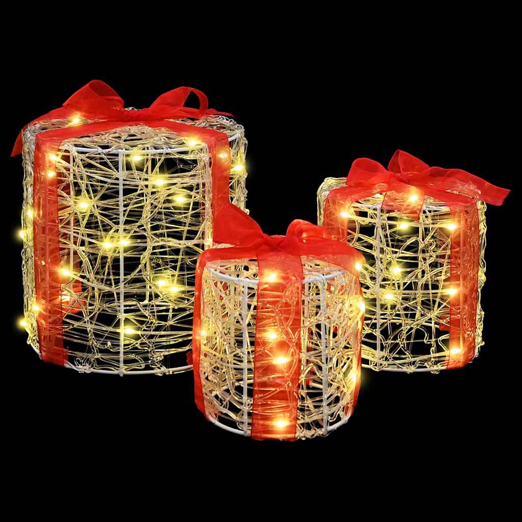 vidaXL Geschenkbox Dekoration 3 pcs Warmweiß 20 x 20 x 21 cm Acryl