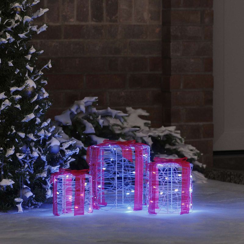 vidaXL Geschenkbox Dekoration 3 pcs Warmweiß 20 x 20 x 21 cm Acryl