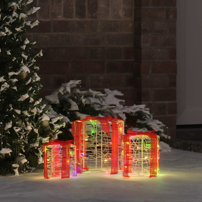 vidaXL Geschenkbox Dekoration 3 pcs Warmweiß 20 x 20 x 21 cm Acryl