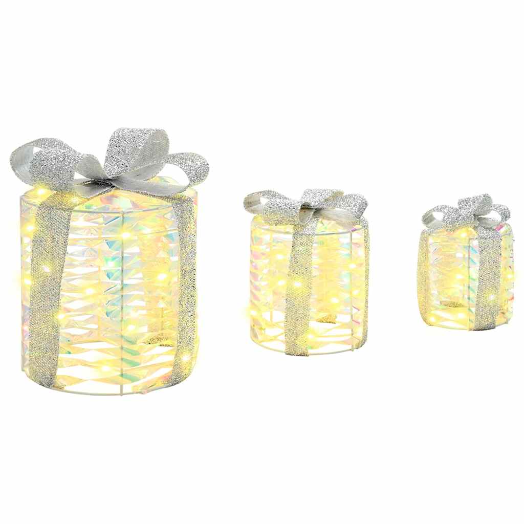 vidaXL Geschenkbox Dekoration 3 pcs Warmweiß 20 x 20 x 20 cm PET